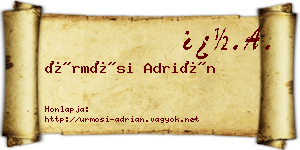 Ürmösi Adrián névjegykártya